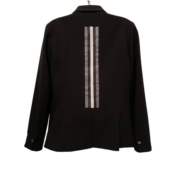 Hipchik Jackets & Blazers - Hipchik Couture Black Glitter Mono Striped Blazer Long Sleeve Single Button